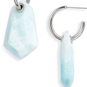 Kendra Scott Ashlyn Teal Quartzite Rhodium Huggie Earrings NWT